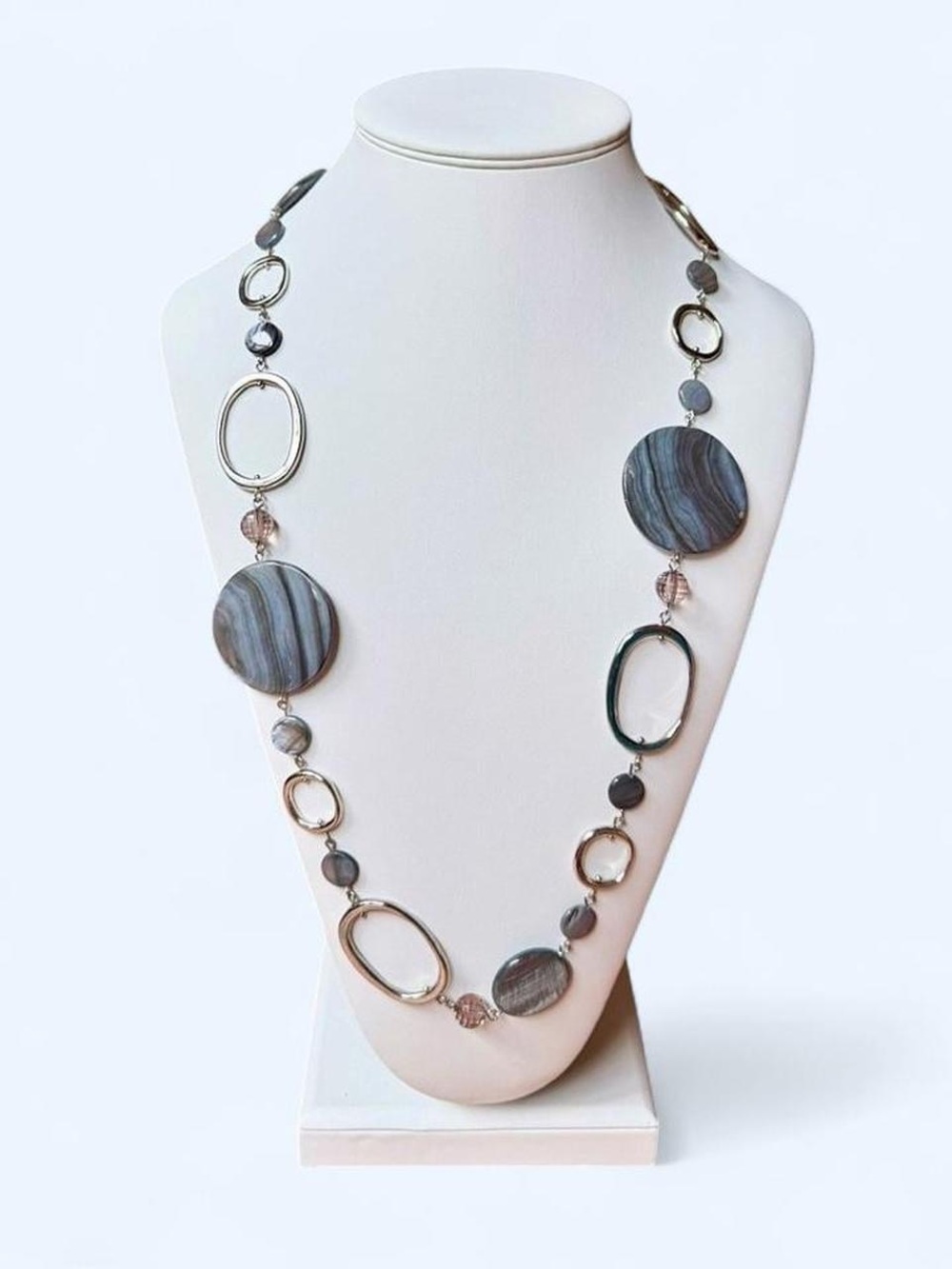 Vintage Lia Sophia "Bungalow" Long Necklace With Mother-of-Pearl